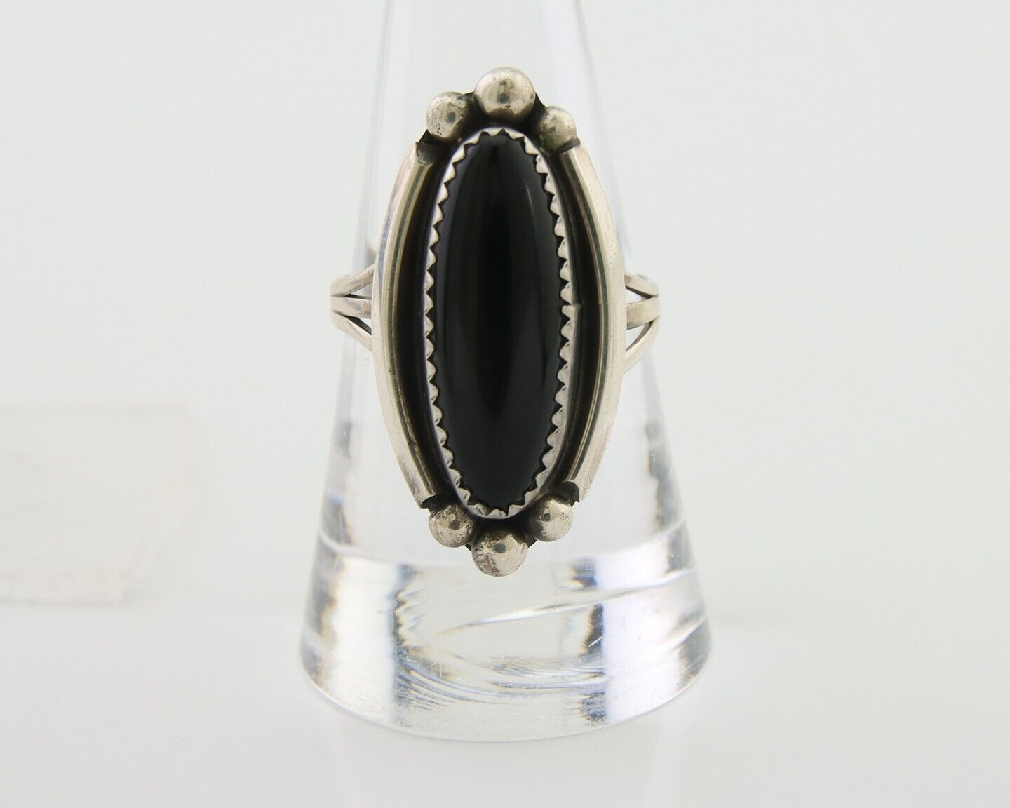 Navajo Handmade Ring 925 Silver Black Onyx Artist Signed SC C.80's