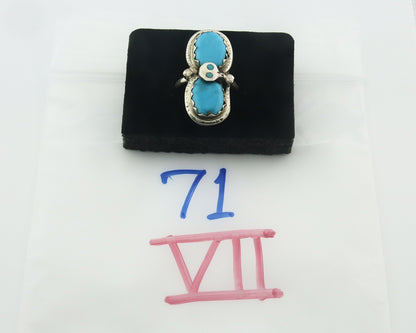 Vintage Zuni Ring 925 Sterling Silver Turquoise Signed Effie Calavasa Size 7.5