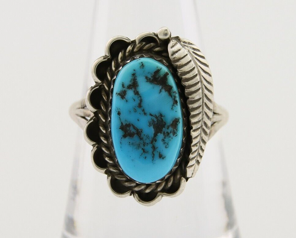 Navajo Ring 925 Silver Natural Blue Turquoise Native American Artist C.80's