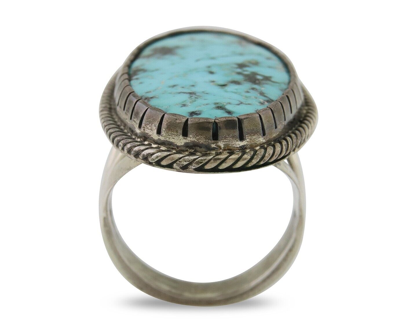 Navajo Ring 925 Silver Natural Blue Green Turquoise Fred Guerro C.80's