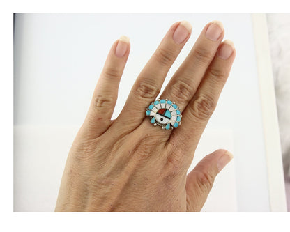 Vintage Zuni Ring 925 Sterling Silver Natural Gemstone Size 7.25