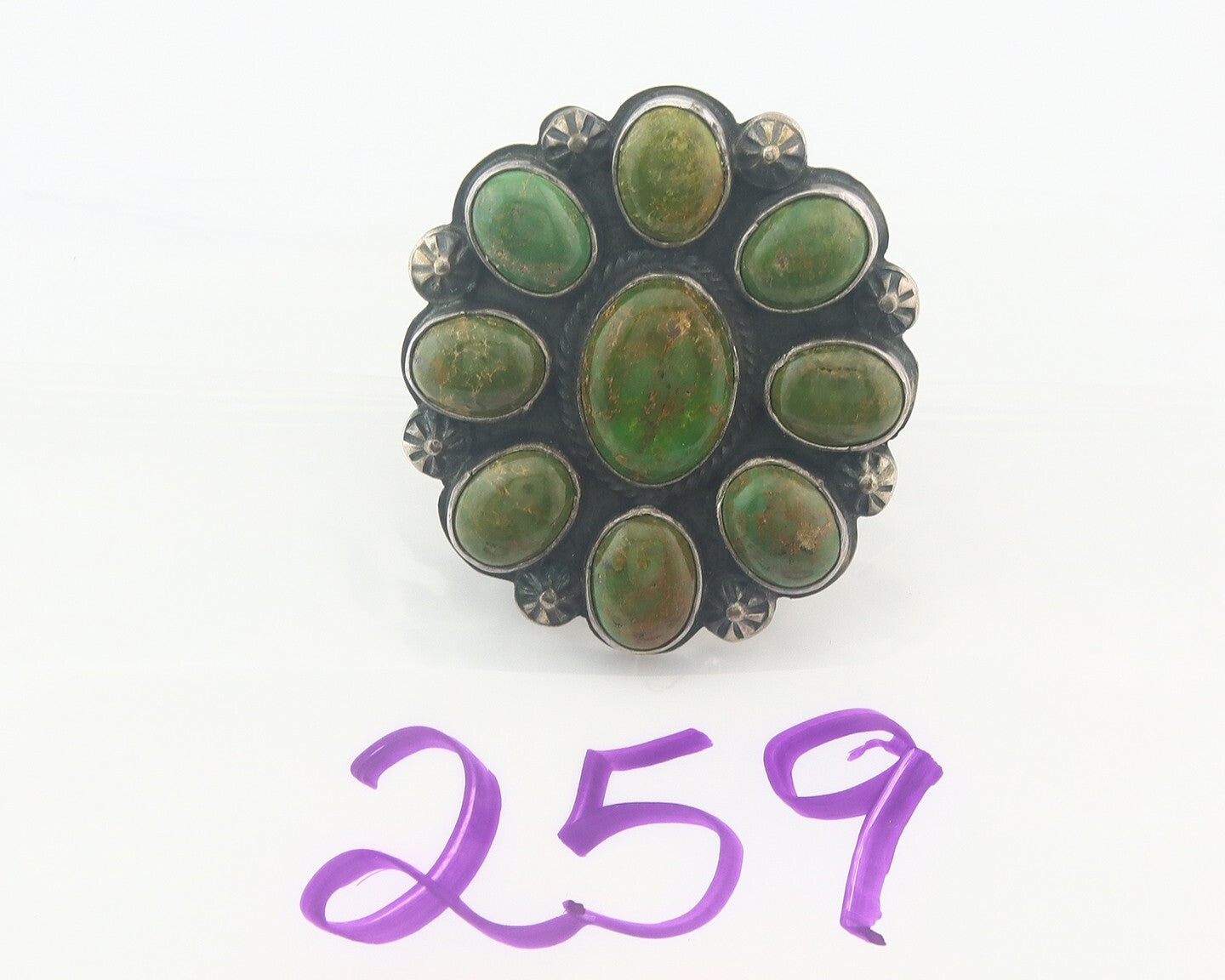 Vintage Ring 925 Sterling Authentic Turquoise Artist Signed PJ 8.75