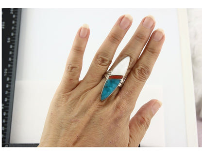 Vintage Navajo Ring 925 Sterling Silver Turquoise Handmade Size 8.5
