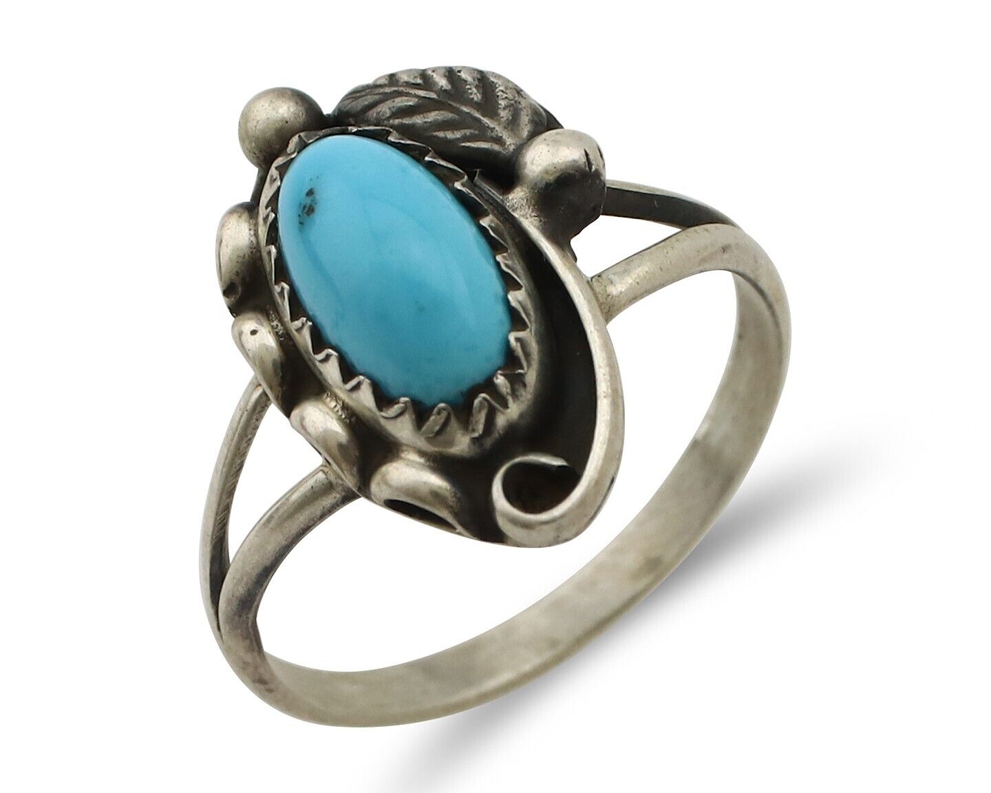 Navajo Ring 925 Silver Sleeping Beauty Turquoise Signed SkyStone Creations C80s