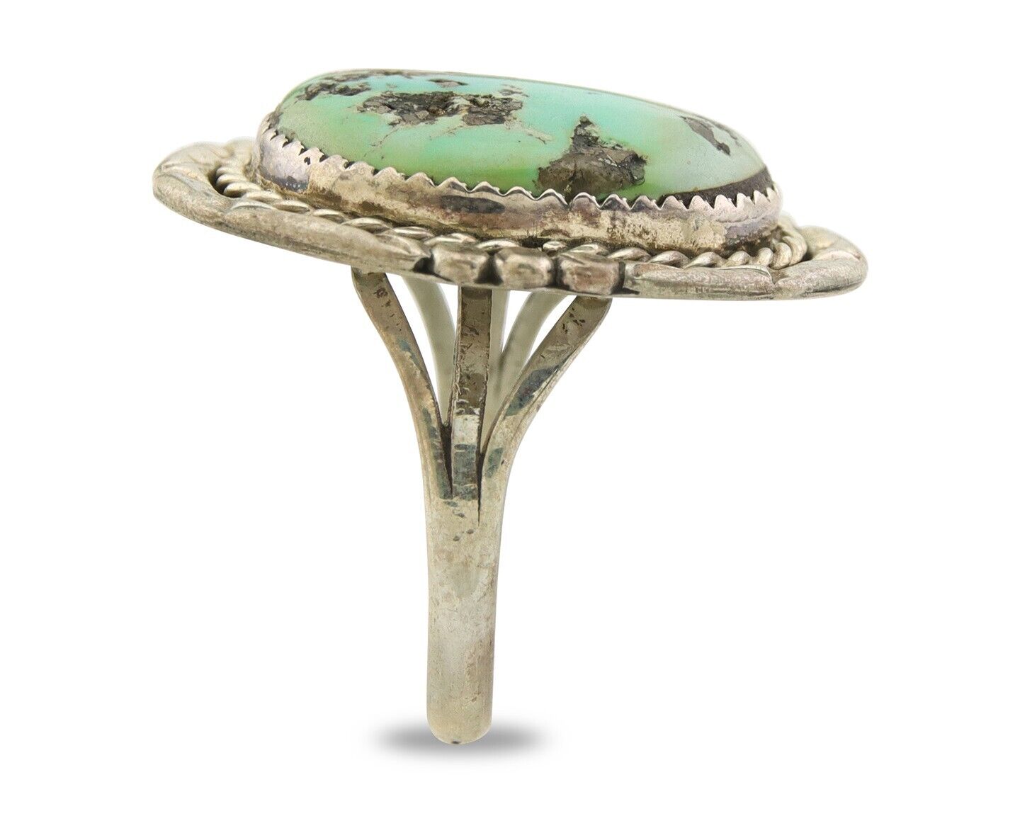 Navajo Ring 925 Sterling Natural Blue Turquoise Native Artist C.80's Size 9.5