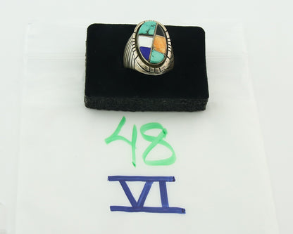 Vintage Zuni Ring 925 Sterling Authentic Natural Gemstone Signed MC Size 8.75