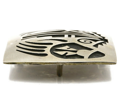 Navajo Belt Buckle .925 SOLID Sterling Silver Handmade Overlay Circa 1980's