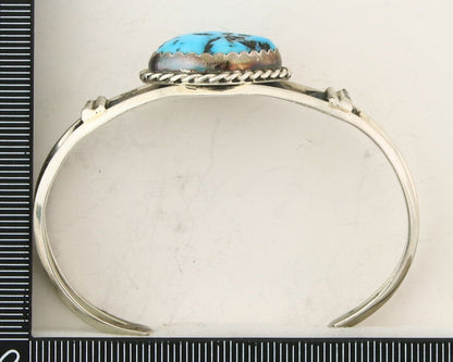 Navajo Bracelet 925 Silver Natural Blue Turquoise Native American Artist C.80s