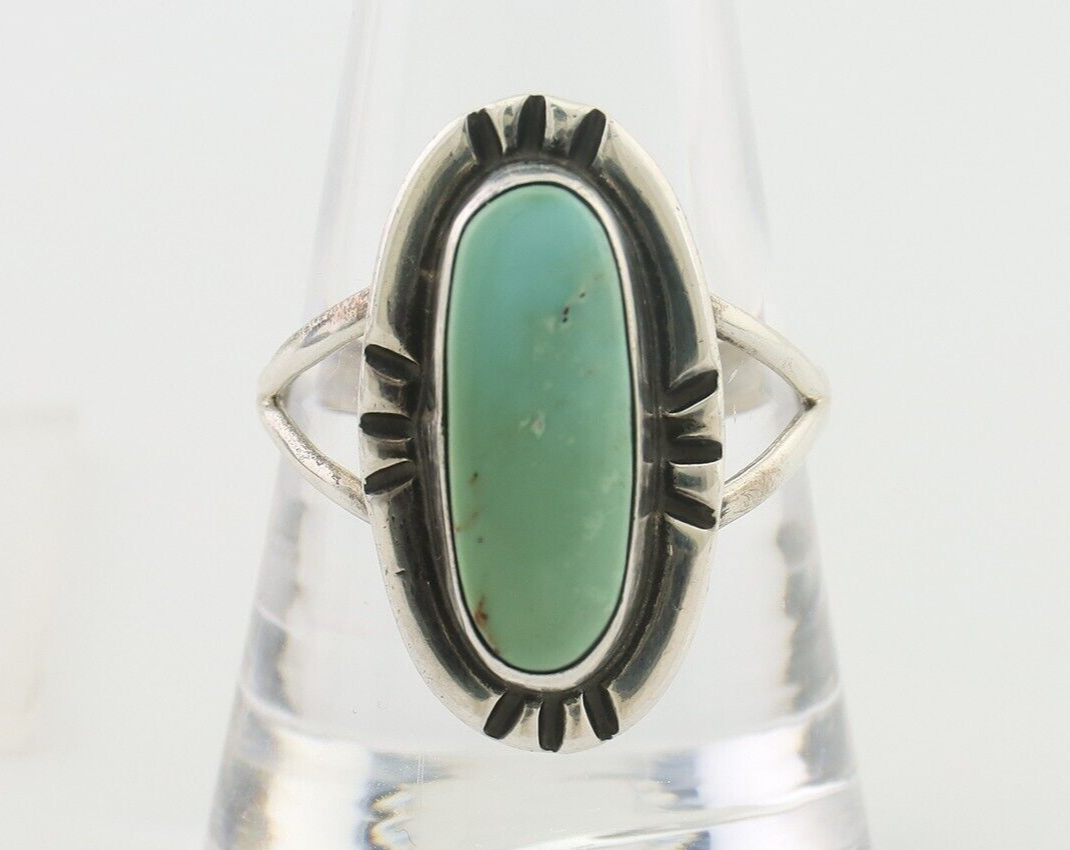 Navajo Ring 925 Silver Natural Turquoise Native American Artist Signed C.80's