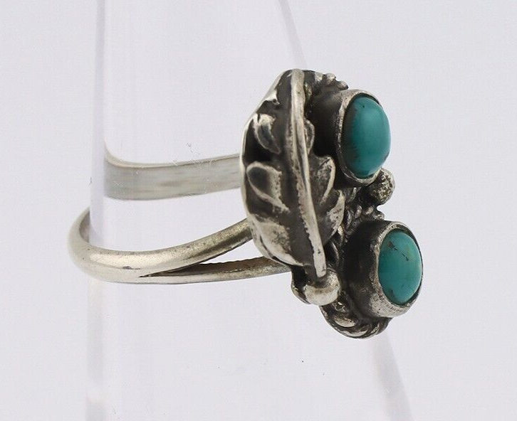 Navajo Ring 925 Silver Natural Blue Turquoise Native American Artist C.80's