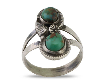 Navajo Ring 925 Silver Natural Turquoise Artist Signed Tom Willeto C.80's