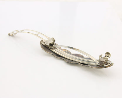 Vintage Navajo Barrette 925 Sterling Silver Hand Stamped Signed SN