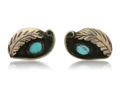 Navajo Earrings 925 Silver Natural Turquoise Native American Artist C.80's