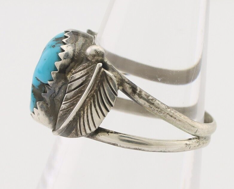 Navajo Ring 925 Silver Morenci Turquoise Native American Artist C.80's