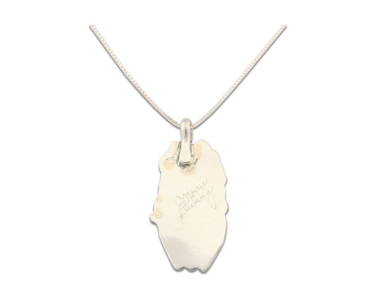 Navajo Sterling Silver Necklace Pink Muscle Authentic Vintage Sign Justin Morris