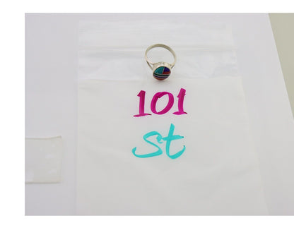 Navajo Ring 925 Sterling Silver Natural Gemstones Artist Signed Sunrise C.80's