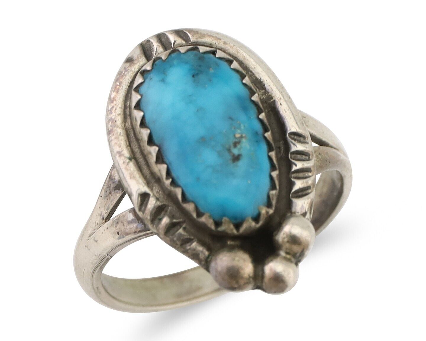 Navajo Handmade Ring 925 Silver Turquoise Native American Artist C.80's