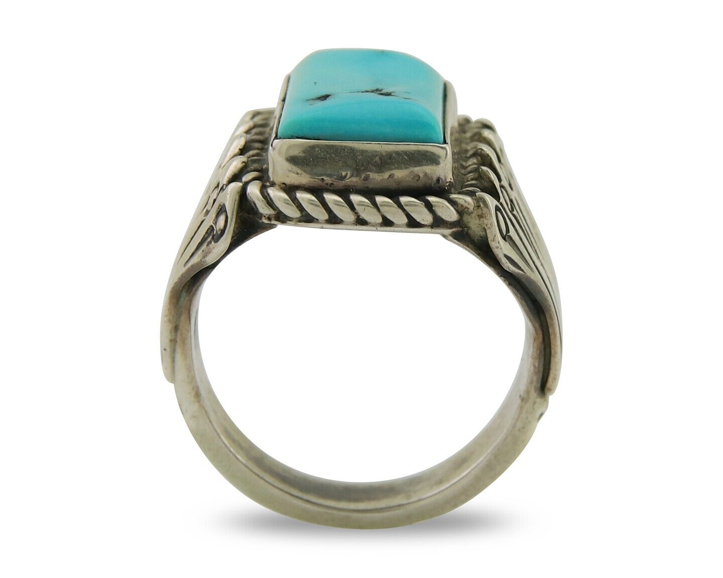 Navajo Ring .925 Silver Turquoise Artist Signed Mary Dayea C.80's