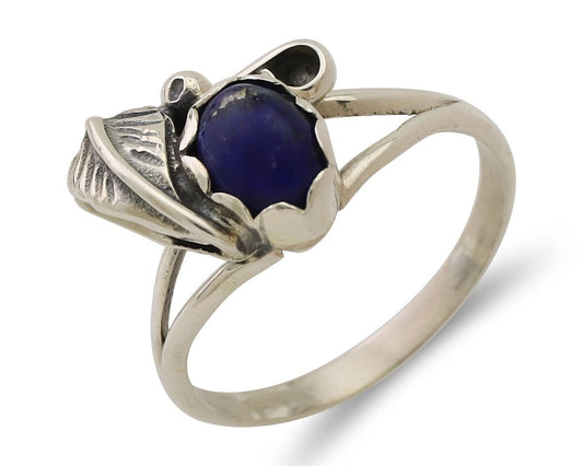 Navajo Handmade Ring 925 Silver Natural Lapis Native Artist Size 6.0 C.80's