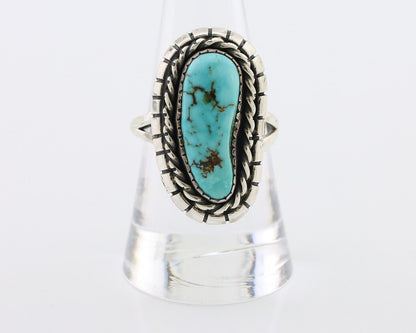 Navajo Ring 925 Silver Blue Gem Turquoise Signed William Denetdale 8.75 C.80's