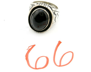 Navajo Artist Montoya Handmade Stamped Natural Onyx .925 Silver Ring