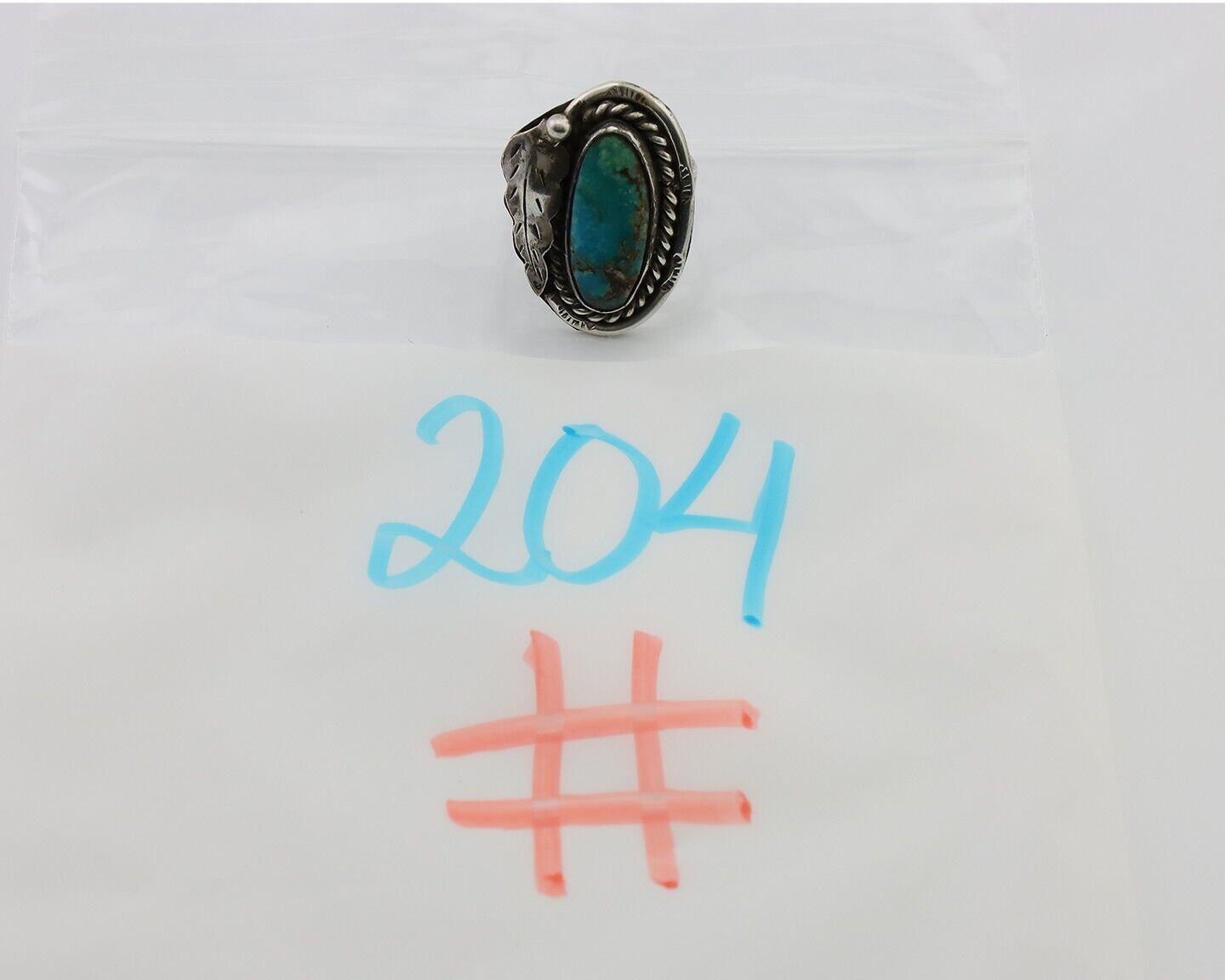 Navajo Handmade Ring 925 Silver Natural Turquoise Signed Jason Livingston C.80's