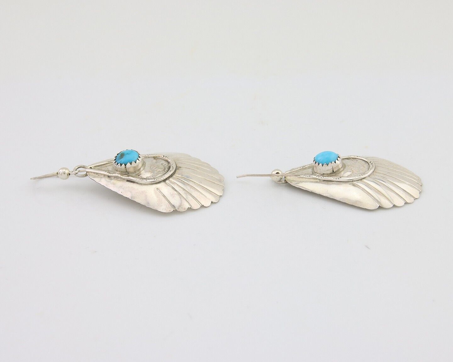 Navajo Earrings 925 Silver Turquoise Artist Signed Dean Brown C.80's