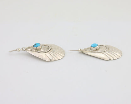 Navajo Earrings 925 Silver Turquoise Artist Signed Dean Brown C.80's