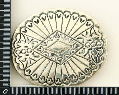 Navajo Belt Buckle 925 Sterling Silver Artist Signed Tim Guerro 2.5x3 in C.80's