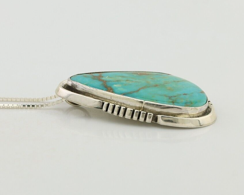 Navajo Pendant 925 Silver Kingman Turquoise Signed Doug Zachary C.90's