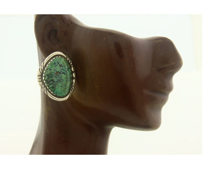 Navajo Earrings 925 Silver Natural Turquoise Artist Signed E Jackson C.80's