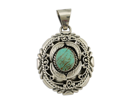 Navajo Pendant 925 Silver Kingman Turquoise Native American Artist C.80s