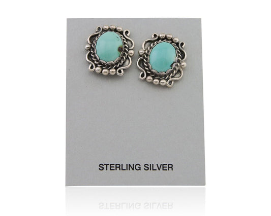 Navajo Paw Earrings 925 Silver Blue Turquoise Native American Artist C.80's