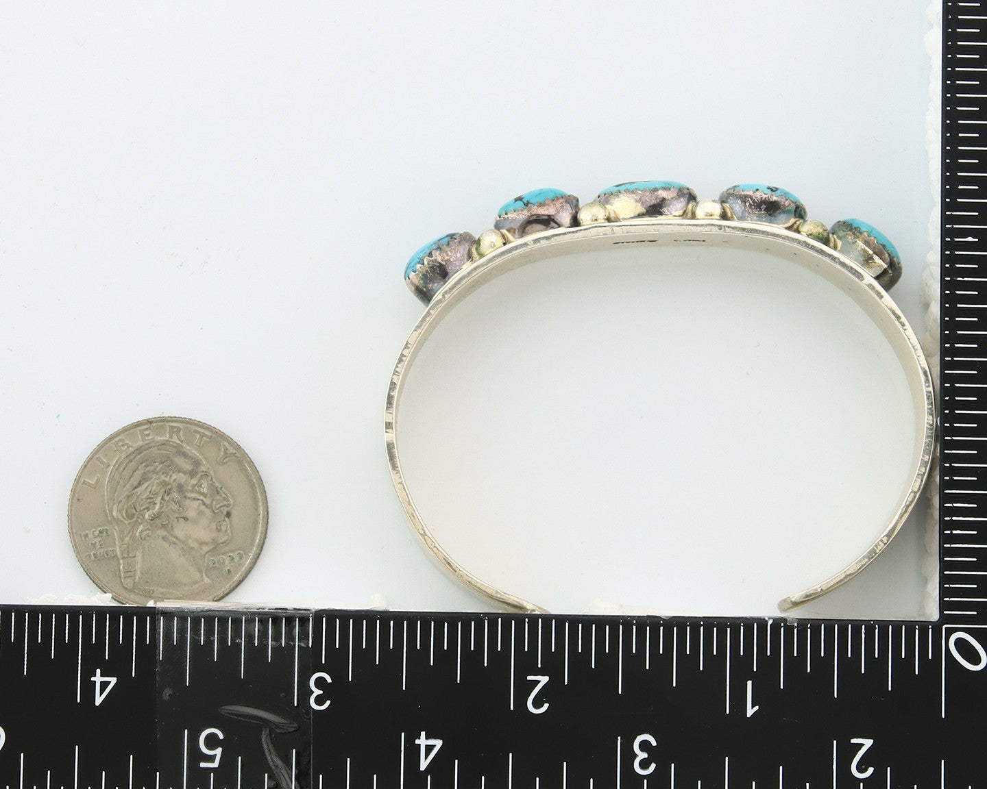 Navajo Bracelet Sterling Silver Nevada Turquoise Artist Signed C Jones