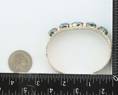 Navajo Bracelet Sterling Silver Nevada Turquoise Artist Signed C Jones