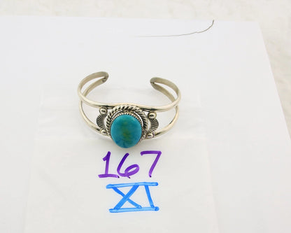 Navajo Cuff Bracelet Sterling Silver Turquoise Vintage Signed Randy Boyd
