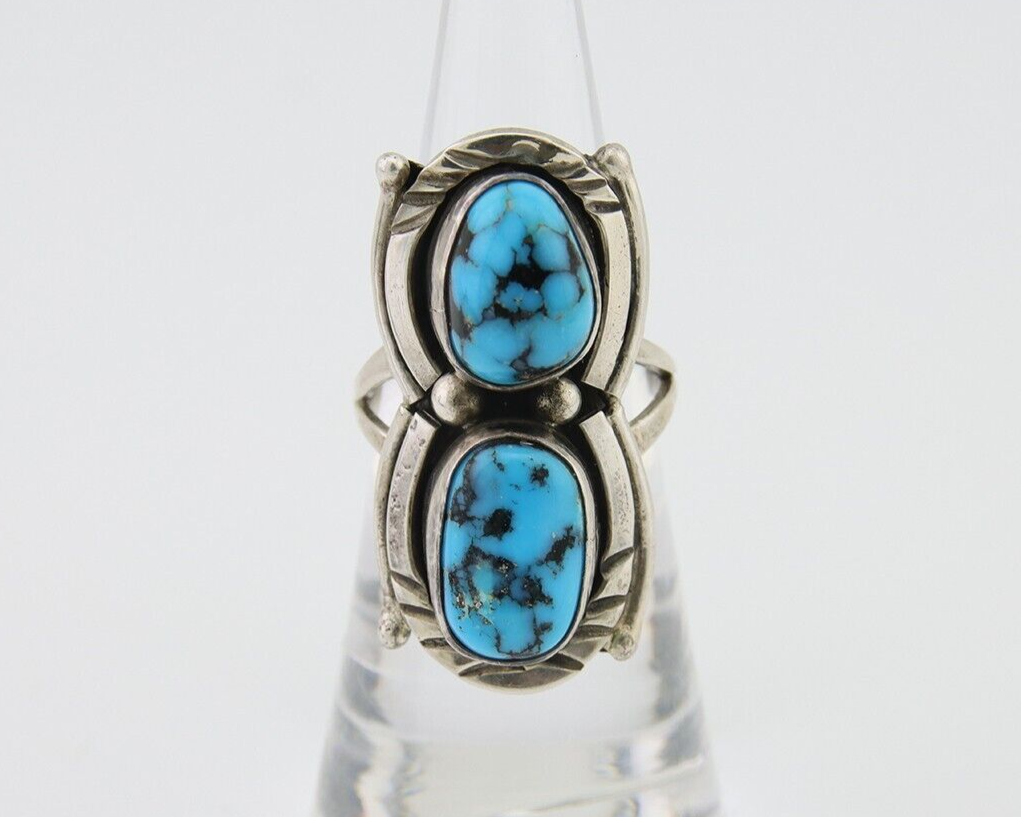 Navajo Ring 925 Silver Natural Blue Turquoise Native American Artist C.80's