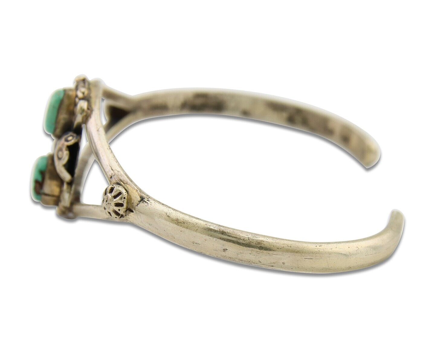 Navajo Bracelet 925 Silver Cuff Turquoise Handmade Native Artist C.80's