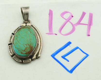 Navajo Pendant 925 Sterling Silver Natural Turquoise Vintage Artist Signed Gecko