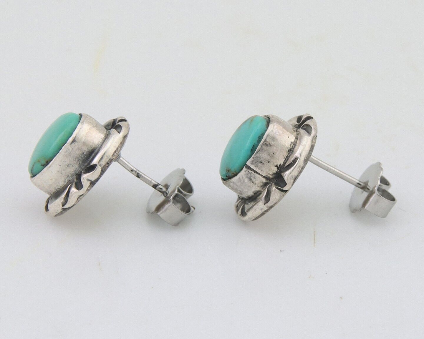 Navajo Earrings 925 Silver Turquoise Native American Artist C.80's
