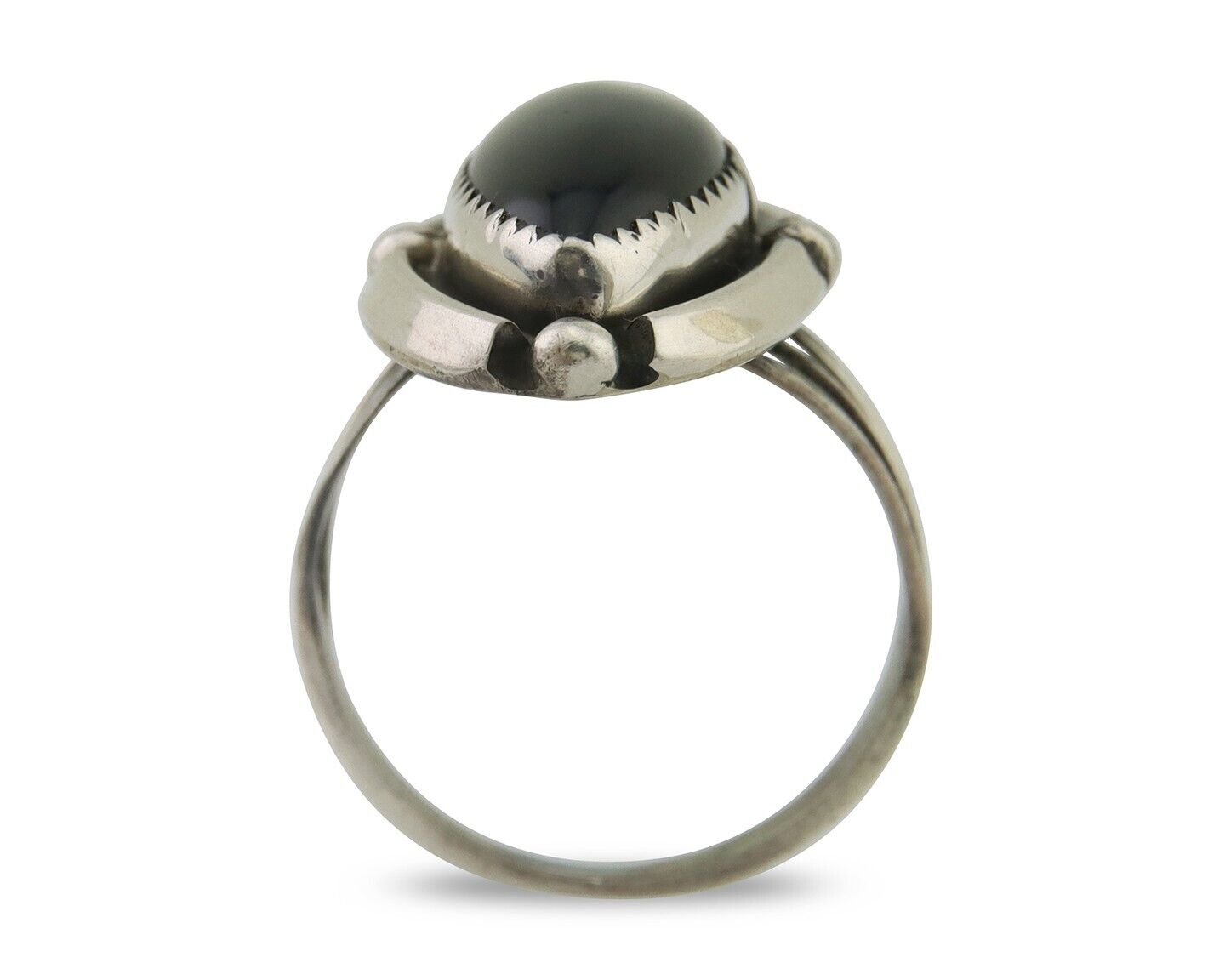 Navajo Handmade Ring 925 Silver Black Onyx Artist Signed SC C.80's