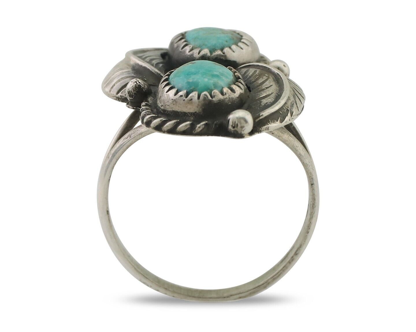 Navajo Ring 925 Silver Signed MC Natural Mined Turquoise C.80's