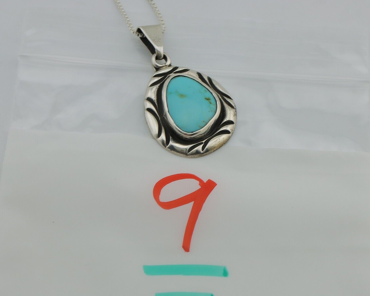 Navajo Necklace 925 Silver Kingman Turquoise Signed C Montoya C.80s