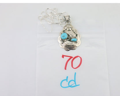 Navajo Necklace 925 Silver Turquoise Native Artist Signed Wilbert Benally C.80s