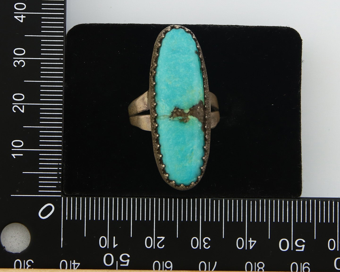 Navajo Ring 925 Sterling Natural Blue Turquoise Native Artist C.80's Size 7.25