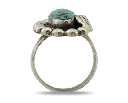 Navajo Ring 925 Silver Kingman Turquoise Native American Artist C.80's