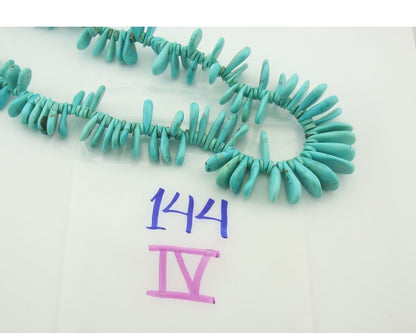 Vintage Bead Necklace 925 Silver Natural Blue Turquoise Handmade Santo Domingo