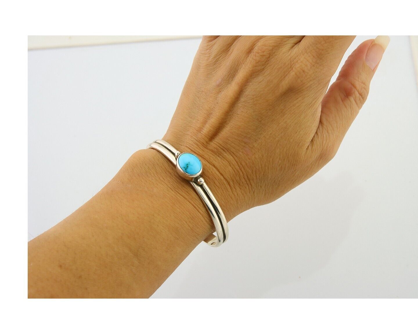 Navajo Bracelet 925 Silver Turquoise Cuff Native American Artist C.80's