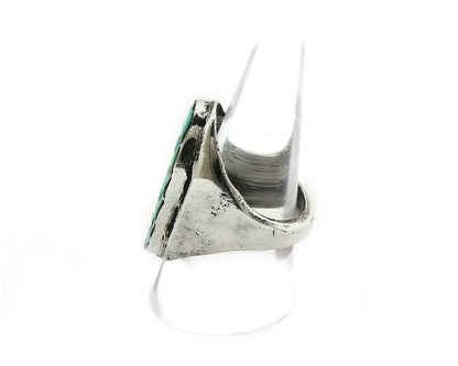 Men Zuni Ring Sterling Silver Turquoise Handmade Vintage Size 9.5