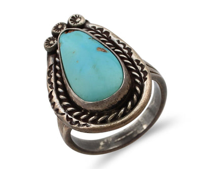 Navajo Ring 925 Silver Blue Turquoise Native American Artist C.80's